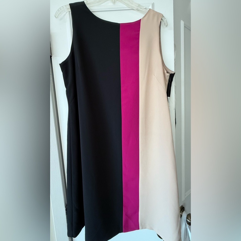 🔥🔥Asymmetrical Colorblock Dress - Black, Pink, and Cream